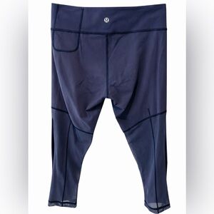 Lululemon Breathe Easy Crop Leggings Cadet Blue Mesh Size 6